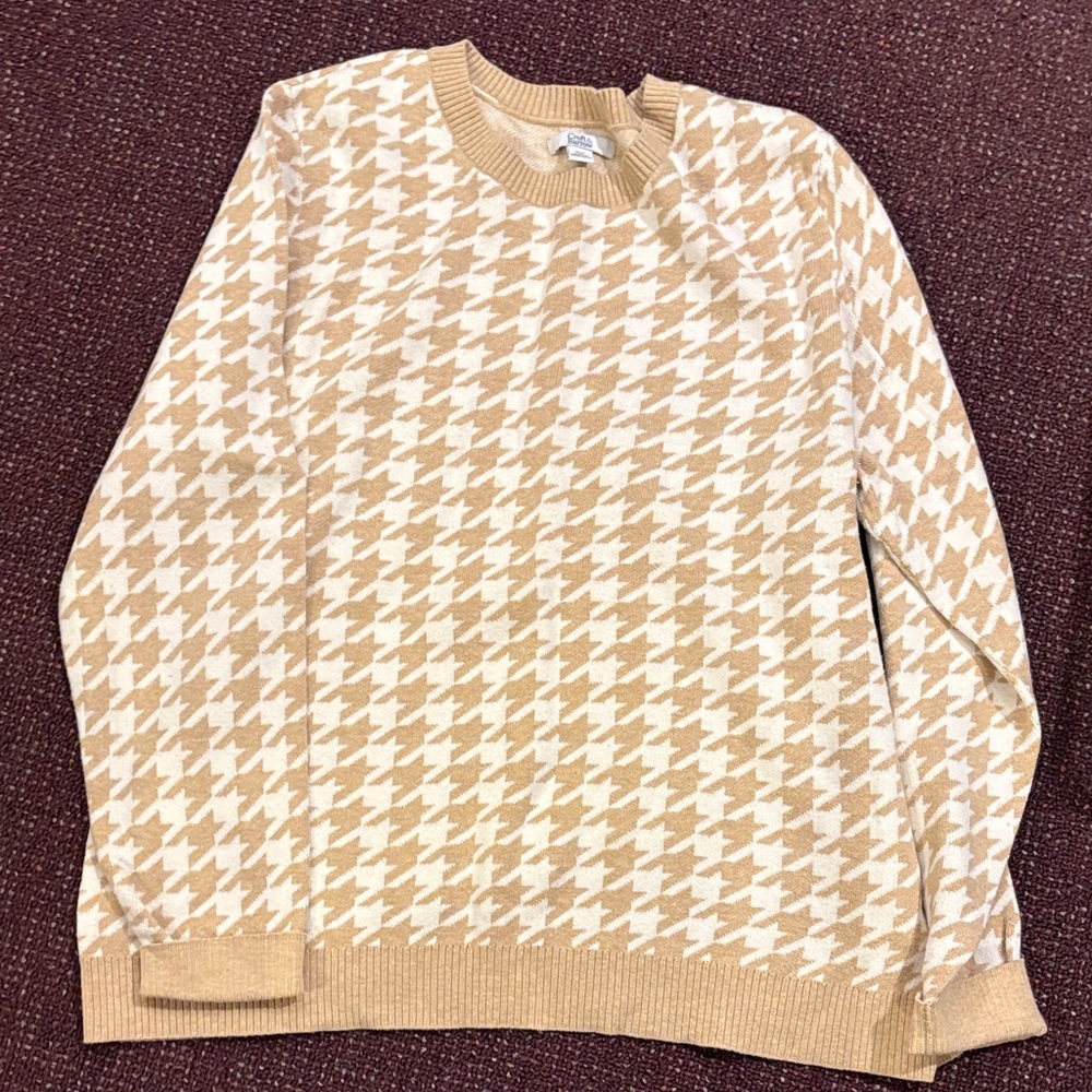 Tan Houndstooth woMen's Sweater xxl